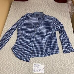 Saddlebred blue plaid button down shirt big & tall men 3X. SKU-A159 #plaid